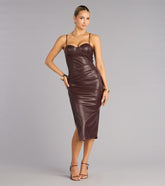 Murphy Faux Leather Midi Formal Dress