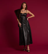 Meghan Faux Leather Corset A-Line Formal Dress