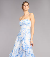 Alia Floral Chiffon Ruffle A-Line Dress