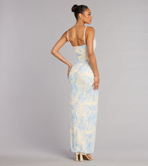 Brandy Floral Beaded Slit Formal Dress