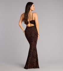 Arli Snake Velvet Burnout Mermaid Dress