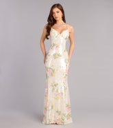 Elora Floral Sequin Lace-Up Mermaid Dress