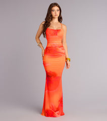 Amy Floral Rhinestone Mesh Formal Dress