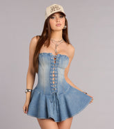 Naturally Cool Denim Lace-Up Skater Dress