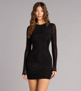 Sleek Impact Rhinestone Sheer Mesh Mini Dress