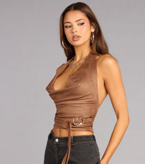 Fringe Calling Faux Suede Halter Top