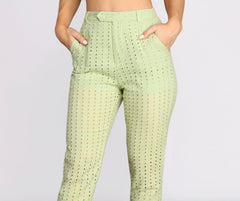 Take A Cue Tapered Eyelet Pants
