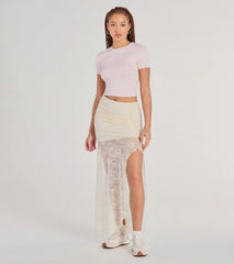 Boho Beauty High Slit Lace Maxi Skirt
