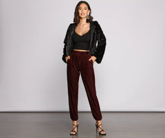 Luxe Velvet High Rise Joggers
