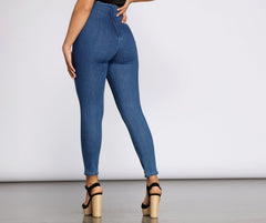 High Waist Denim Skinny Pants