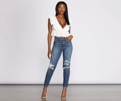 Tobi Super High Rise Destructed Mom Jeans