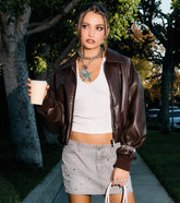Out the Door Low-Rise Studded Denim Skort