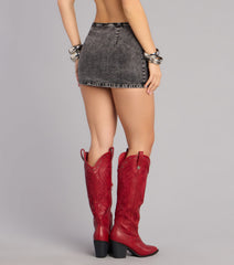Buckle Up Denim Mini Skort