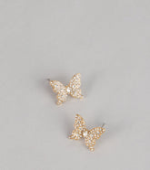 Dreamy Flutter Rhinestone Butterfly Stud Earrings