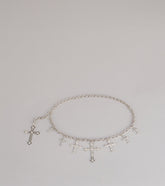 Sleek Edge Cross Charm Chain Belt
