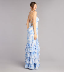 Alia Floral Chiffon Ruffle A-Line Dress