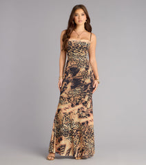Ayva Leopard Lace-Up Mermaid Formal Dress