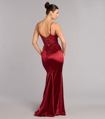 Gigi Satin Sequin Lace Formal Dress