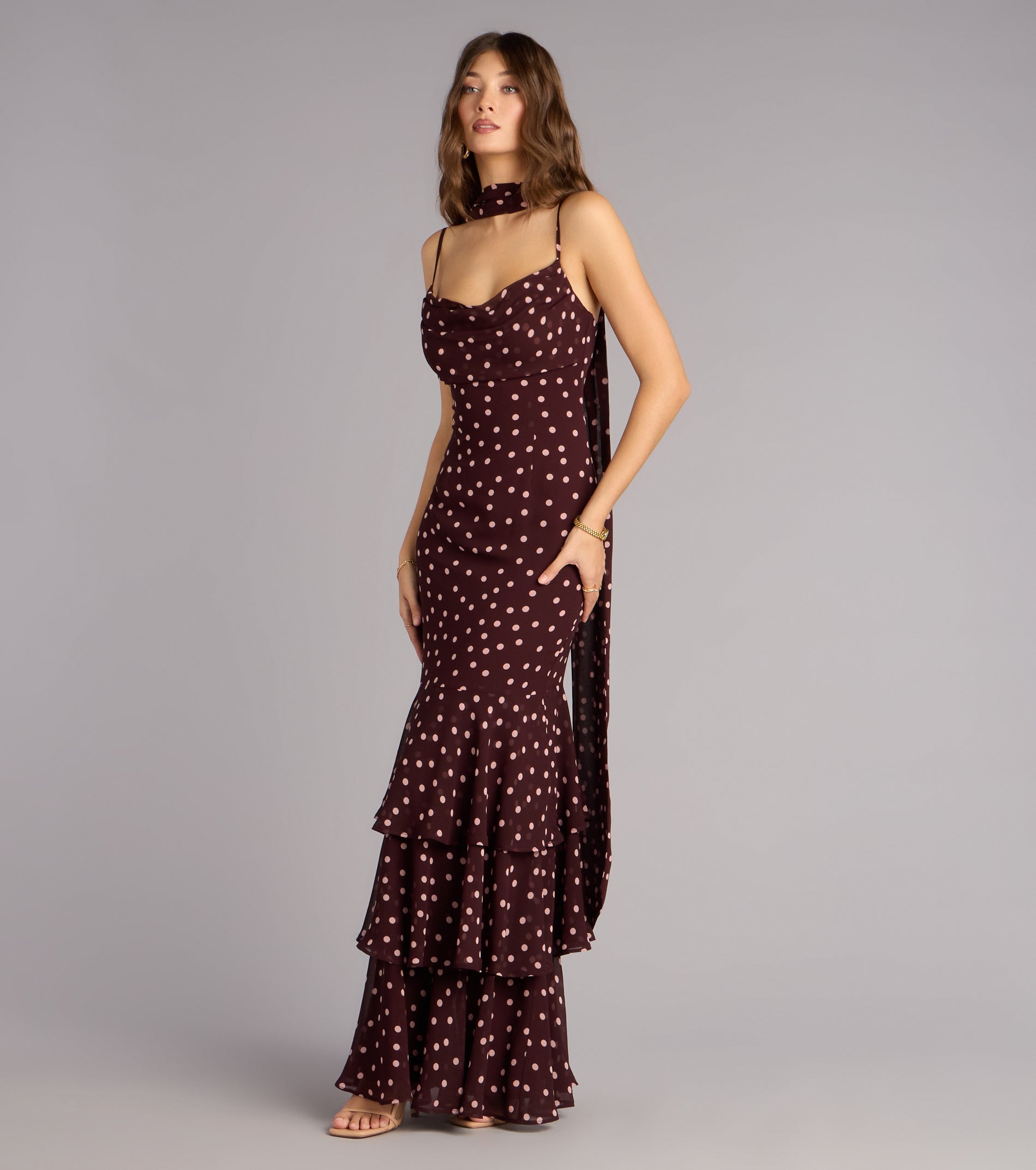 Jodie Polka Dot Chiffon Mermaid Formal Dress