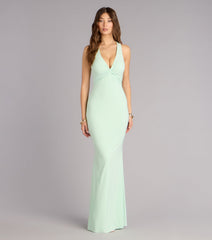 Lydia Halter Lace-Up Mermaid Formal Dress