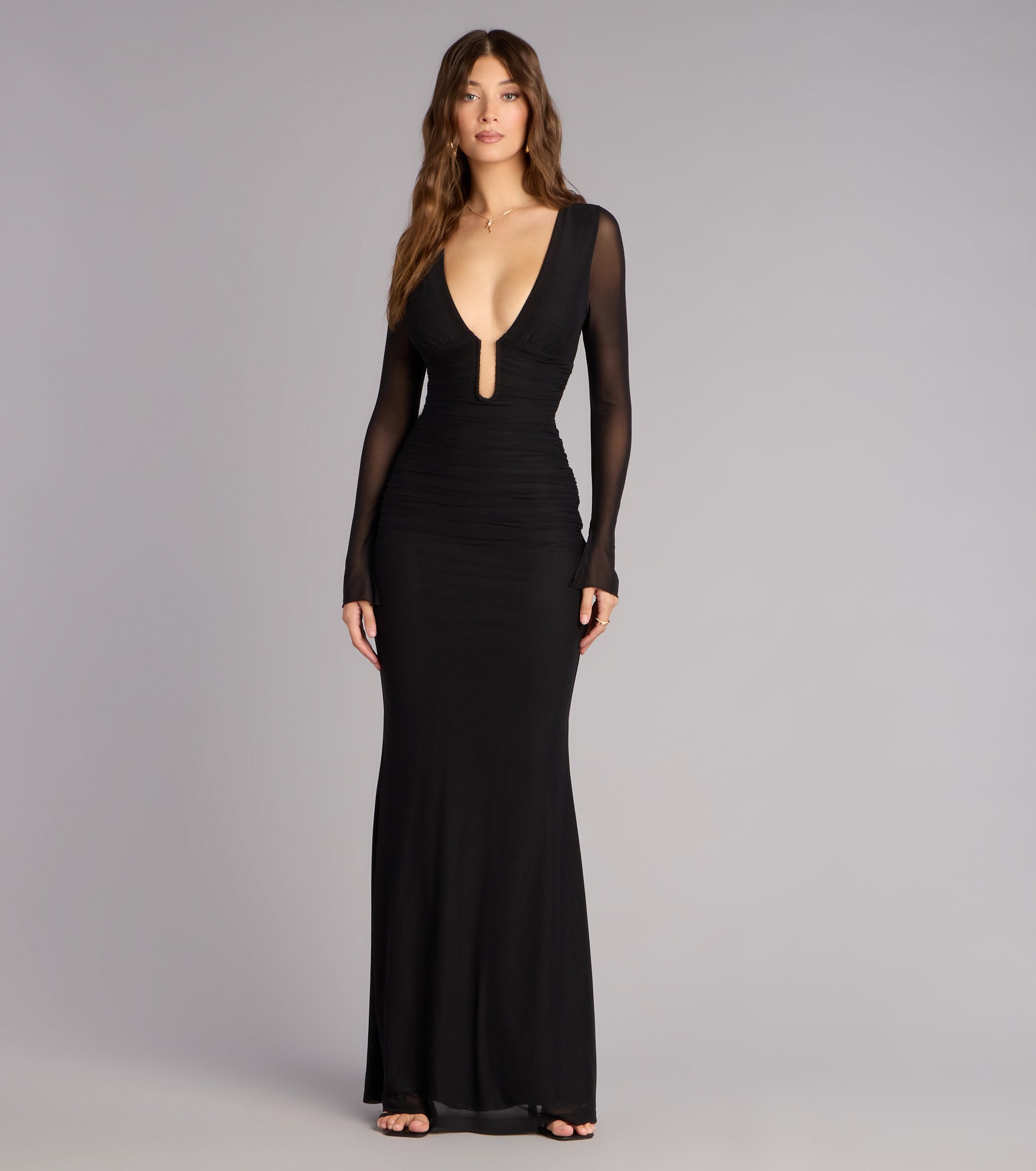 Eileen Mesh Long Sleeve Mermaid Formal Dress