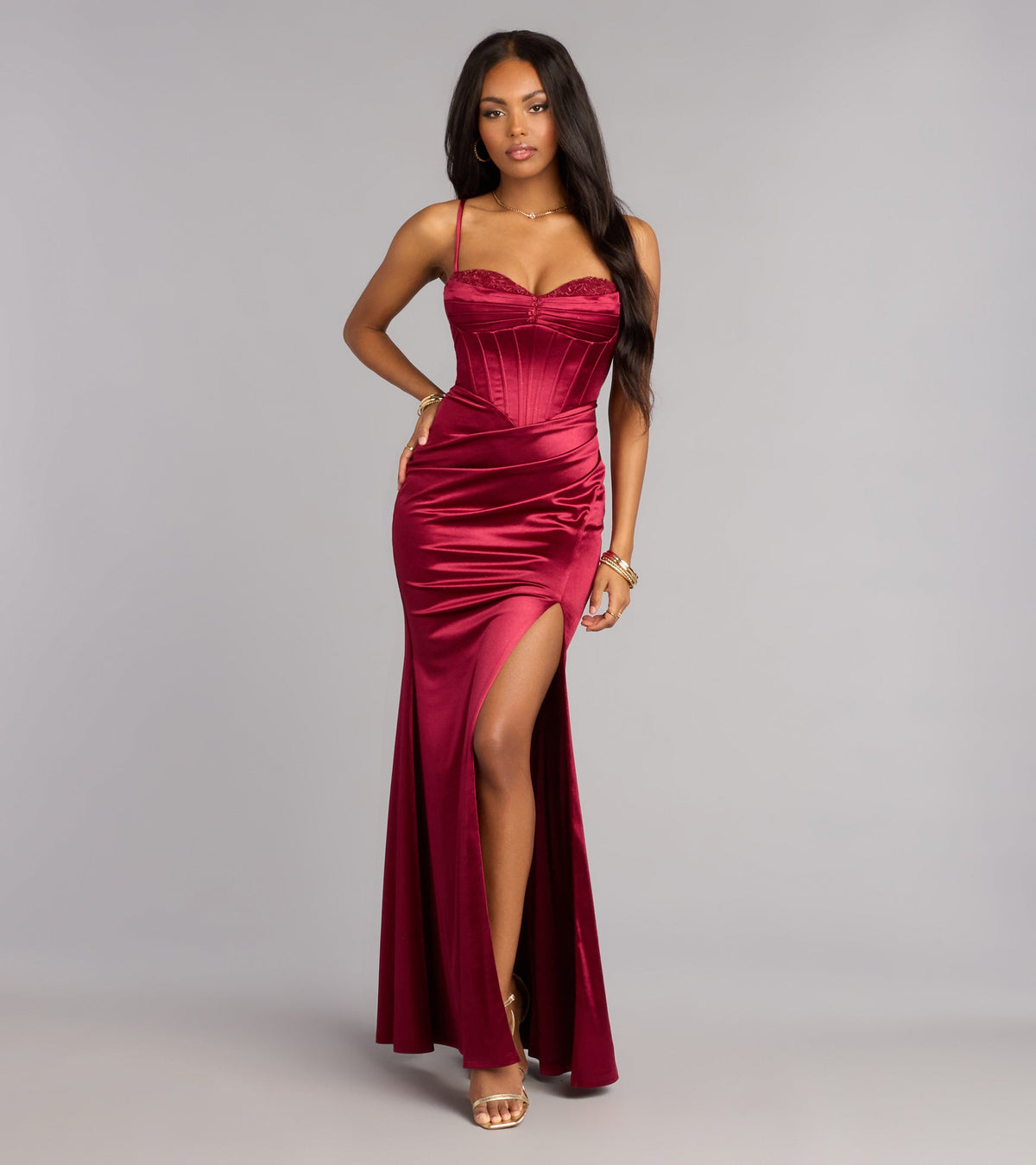 Blair Satin Corset Lace-Up Formal Dress