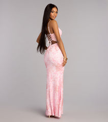 Elsie Sequin Lace-Up Formal Dress