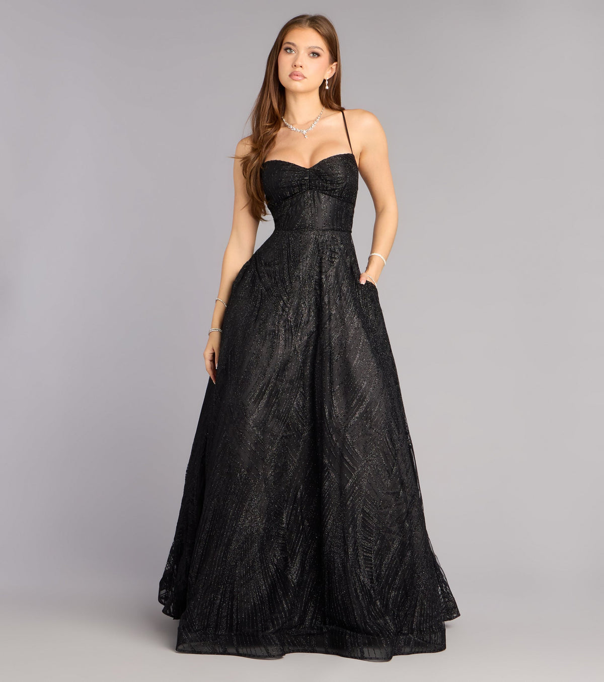 Cathy Glitter A-Line Formal Dress