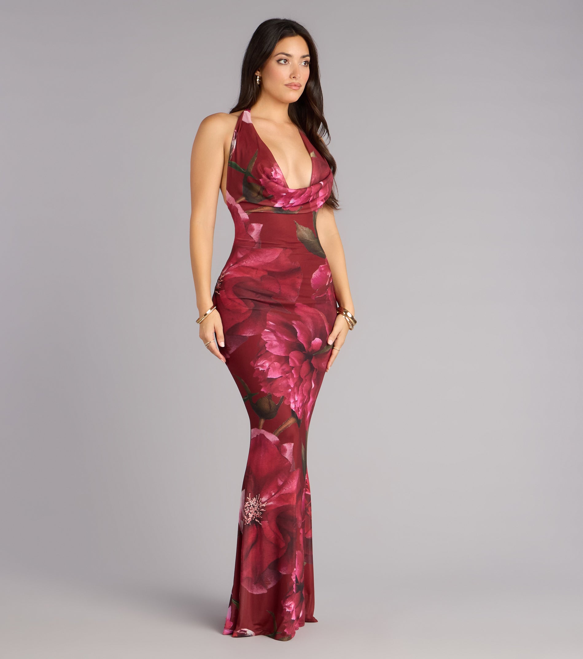 All Eyes On Me Floral Open Back Maxi Dress