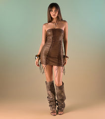 Main Event Energy Faux Leather Mini Dress