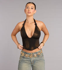 Bold Instinct Animal Print Halter Corset Top