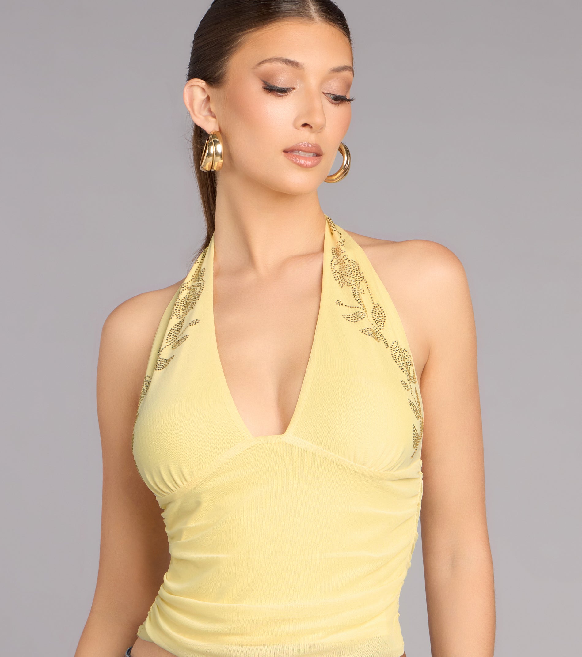 Flirty Shine Rhinestone Halter Top
