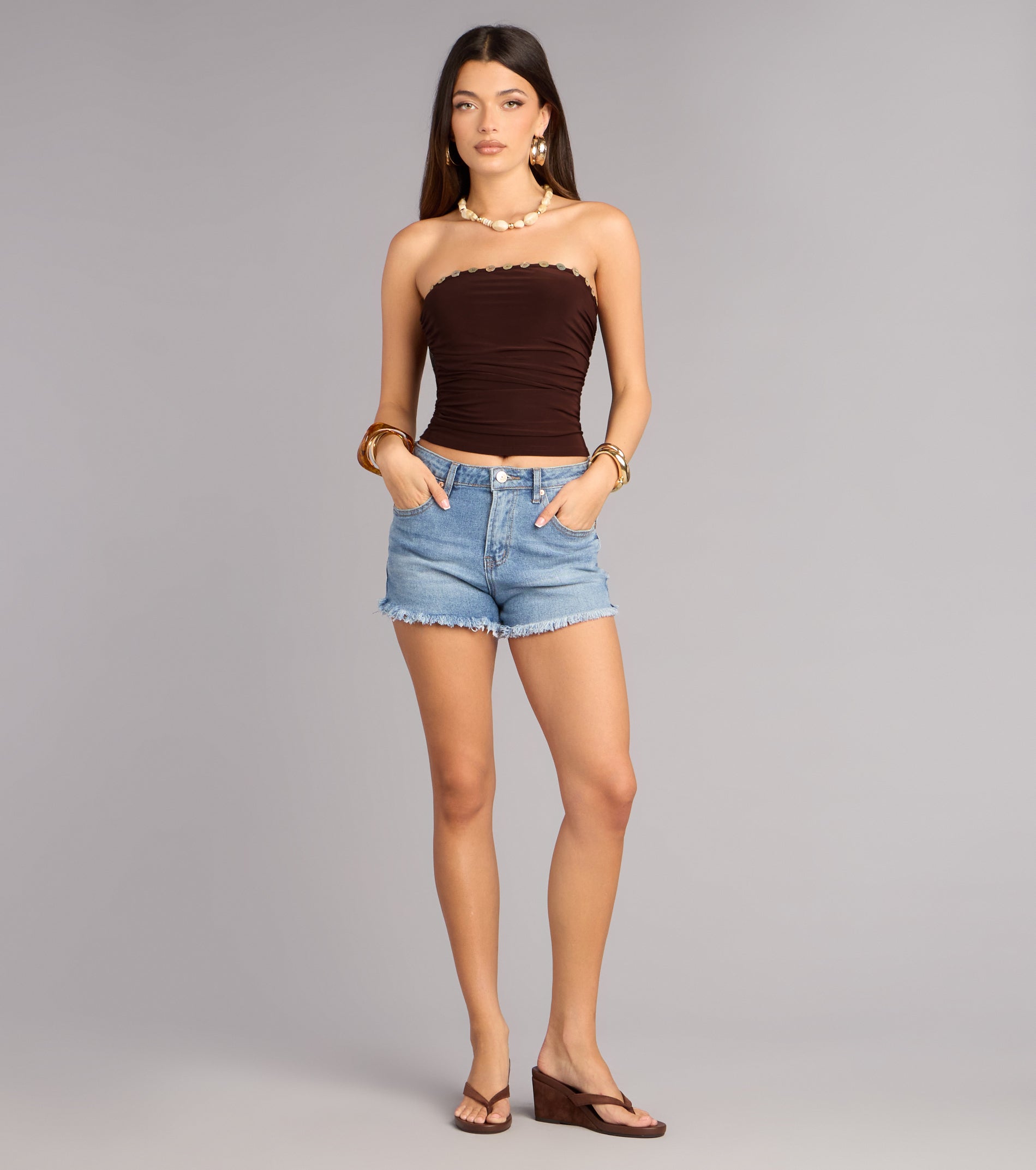 Plans Set Tube Button Crop Top