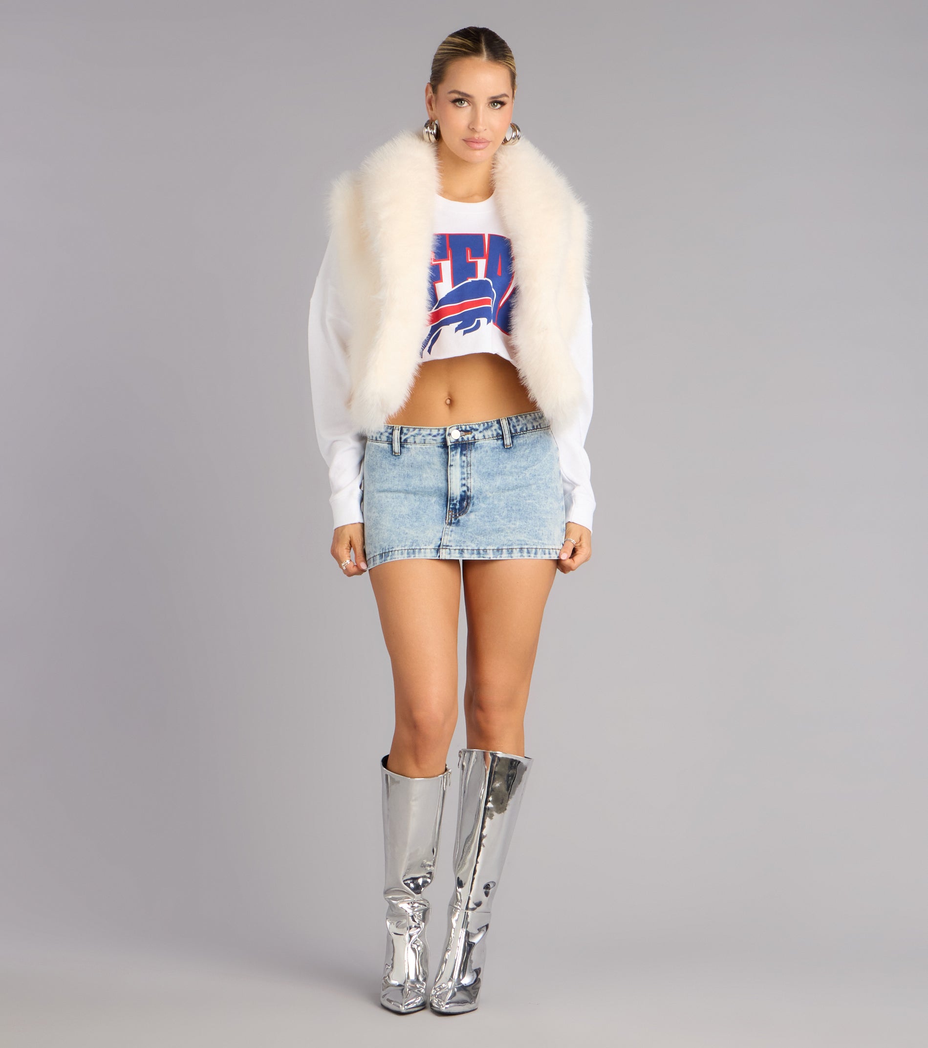 Ultra Game NFL Buffalo Bills Crop Sweatshirt