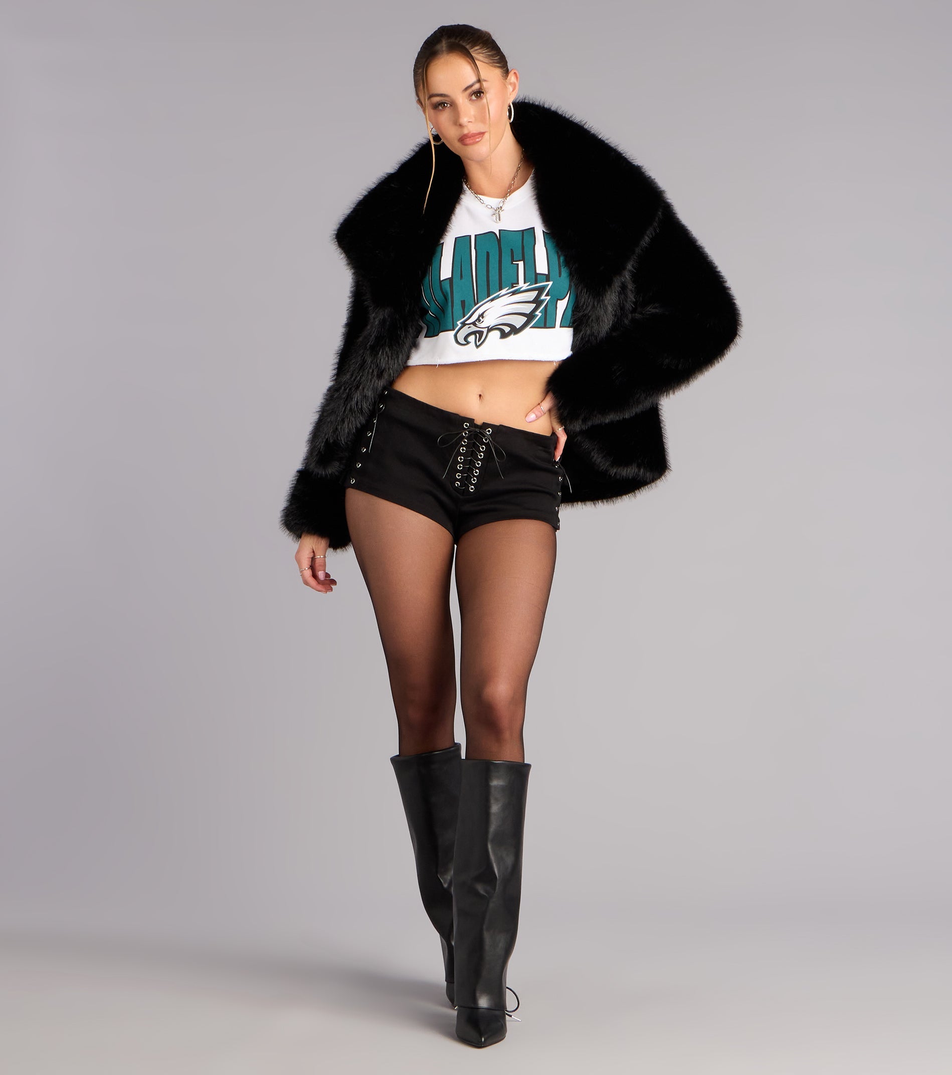 Ultra Game NFL Philadelphia Eagles Crop Sweatshirt