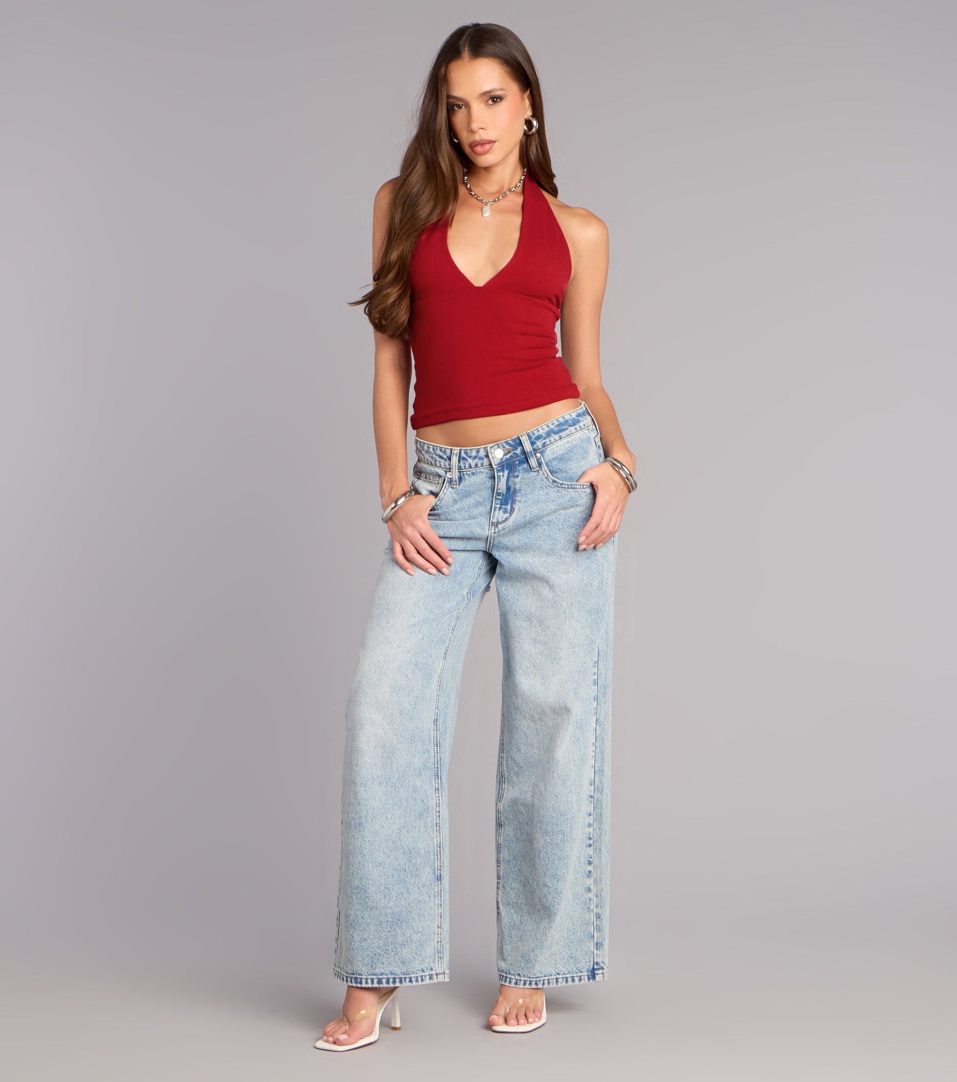 Keep It Cute V-Neck Halter Top