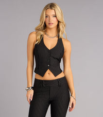 Chic And Confident Pinstripe Vest