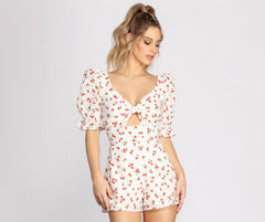 Eyelet Detail Floral Romper
