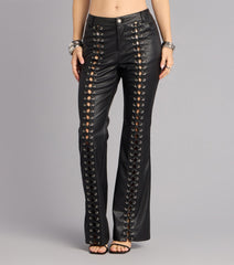 Hard To Ignore Lace Up Faux Leather Pants