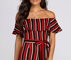 Tie Waist Striped Jumpsuit
