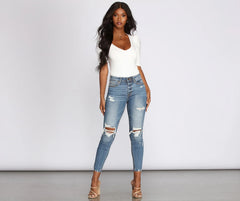Clara High Rise Distressed Skinny Jeans
