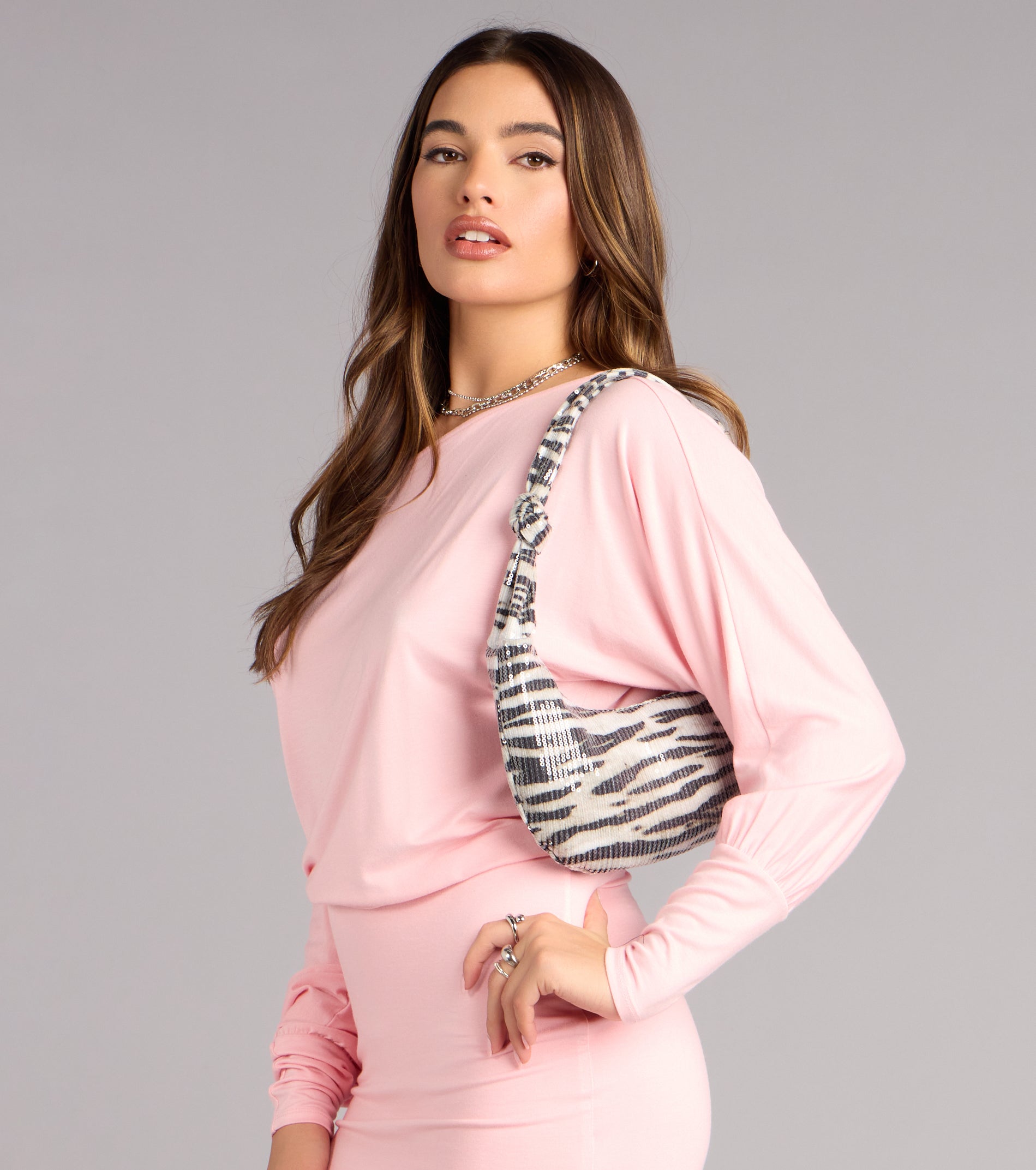 Lowkey Bold Zebra Sequin Shoulder Bag