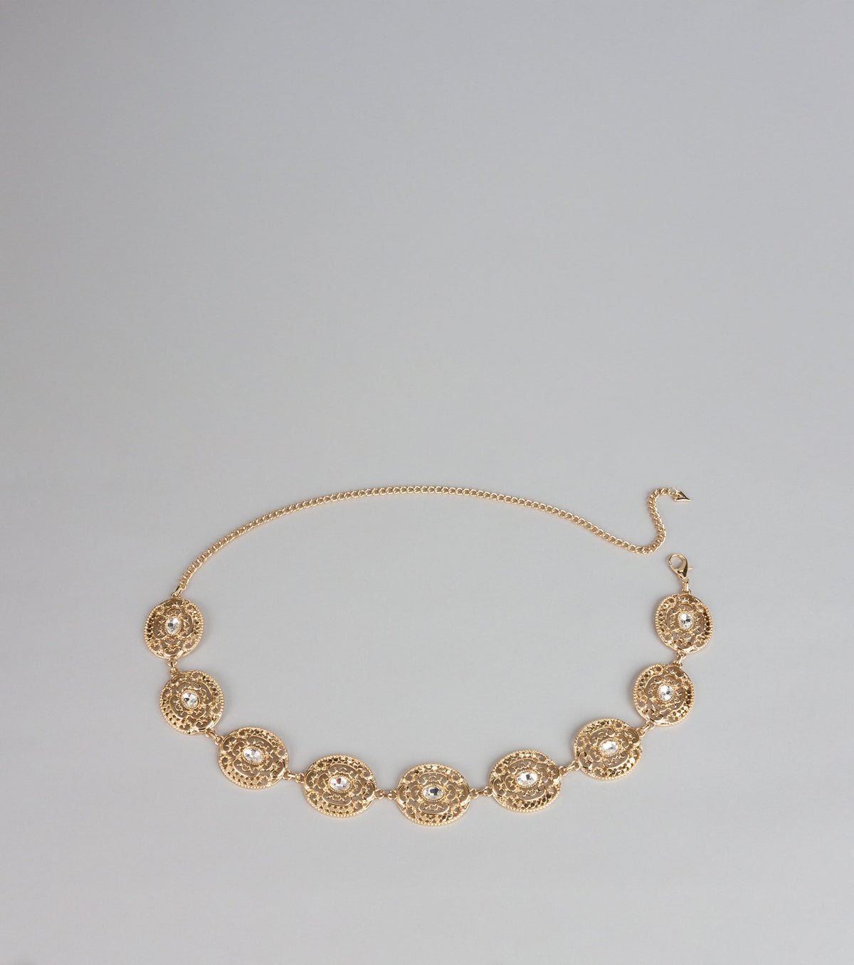 Golden Hour Glam Rhinestone Chain-Link Belt